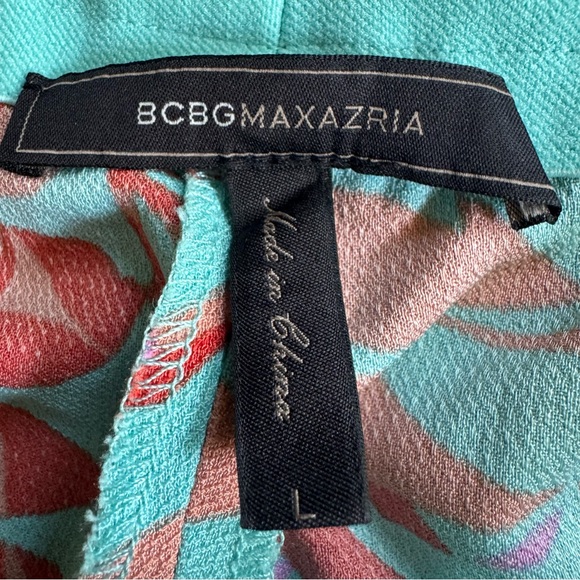 BCBGMaxAzria Teal and Pink Patterned Summer Boho oversized Pants Size L - Picture 2 of 10